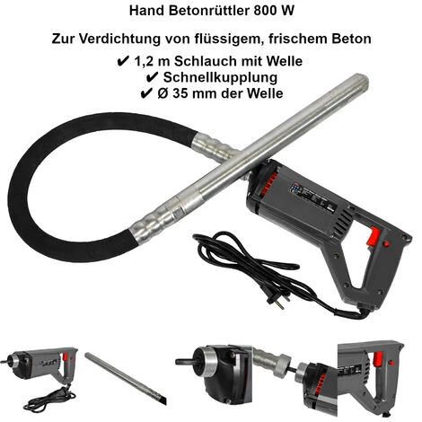 Mauk Hand Betonrüttler 800 Watt Mit Flexibler Welle - Handrüttler Flaschenrüttler 2 Mauk Hand Betonrüttler 800 Watt Mit Flexibler Welle - Handrüttler Flaschenrüttler – Bild 2