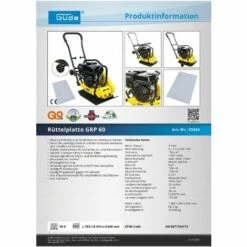 Güde Rüttelplatte GRP 60 Rüttler Verdichter Stampfer Druck Bodenverdichter 7 Güde Rüttelplatte GRP 60 Rüttler Verdichter Stampfer Druck Bodenverdichter -Günstiges Werkzeuge für Rohbau & Beton Geschäft 12203675 4