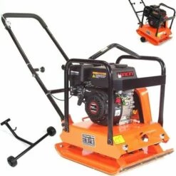 APEX Rüttelplatte Verdichter 16kN 6,5 PS Inkl. Fahrwerk + Gummimatte 56120 Rüttler