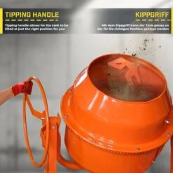 TIMBERTECH® Betonmischer - 140L, 550 W, Mit Handrad, 2 Räder, Elektrisch, Stahl, Orange/Schwarz - Mörtelmischer, Zementmischer, Mischer, Mischmaschine, Betonmischmaschine 9 TIMBERTECH® Betonmischer - 140L, 550 W, Mit Handrad, 2 Räder, Elektrisch, Stahl, Orange/Schwarz - Mörtelmischer, Zementmischer, Mischer, Mischmaschine, Betonmischmaschine -Günstiges Werkzeuge für Rohbau & Beton Geschäft 66808801 5
